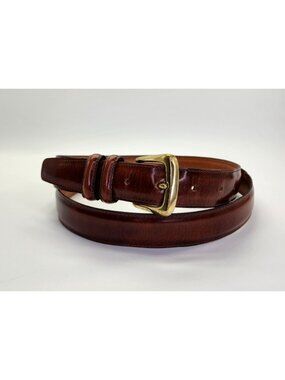 Cobbler Men's Dress Brown Leather Belt With Brass  Buckle Size 42 Squared Tip